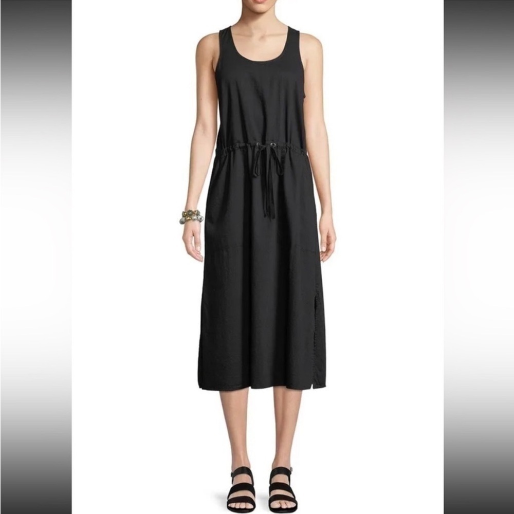 Eileen Fisher Organic Cotton Drawstring Waist Dress Size Large Petite